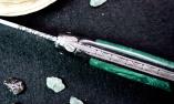 Taschenmesser Laguiole en Aubrac, Edition MAGIQUE 04, Malachit/Ebenholz, guillochierte Biene, brosse, plein Ansicht 1
