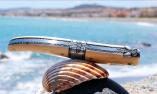 Taschenmesser Laguiole en Aubrac, Edition MEDITEM 02, Mammutstoßzahn, guillochierte Biene, brosse Ansicht 1