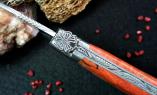 Taschenmesser Laguiole en Aubrac, Edition PAPILLON RED, Birken­maserknolle, guillochierte Biene, brosse Ansicht 1