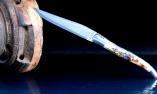 Taschenmesser Laguiole en Aubrac, Mammutstoßzahn, guillochierte Biene, brillant, jap. Damast Ansicht 1