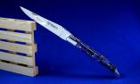Taschenmesser Laguiole en Aubrac, guillochierte Biene, brillant, Rosskastanie-Knorre blau Ansicht 1