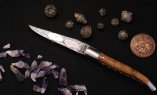 Taschenmesser Laguiole en Aubrac, Teakholz, Damast, guillochierte Biene, brosse Ansicht 2