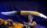 Taschenmesser Laguiole Honore Durand,16 cm, ohne Biene, Ahorn Wurzelholz und Warzenschweinstosszahn Ansicht 1