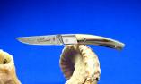 UNIKAT: Taschenmesser Thiers Claude Dozorme, Edition SMALL JANNY 06, FlipDrop-System, Horn, brosse, Damast, 11 cm Ansicht 1