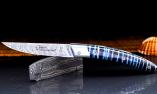 Taschenmesser Thiers Claude Dozorme, GIRLANDUS 01, Damastklinge, Mammutbackenzahn blau Ansicht 1