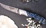 UNIKAT: Jagdmesser Claude Dozorme, Edition MORLOS 29, Mammutbackenzahn, Damast, brosse Ansicht 1
