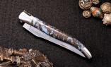 UNIKAT: Laguiole-Taschenmesser Ty Coutelier, Edition AKALO 04, Kuhdung blau, guillochierte Biene, brosse Ansicht 1