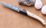 UNIKAT: Taschenmesser Laguiole Claude Dozorme, Edition Laguiole-CARMAT, Damast, Mammut/Carbon, Plein, brosse, guillochierte Biene Ansicht 1