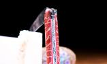 UNIKAT: Taschenmesser Laguiole David Dauvillaire, Edition FORELLE, Koralle, guillochierte Biene, brosse, plein, Damast Ansicht 1