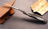 UNIKAT: Taschenmesser Laguiole du Barry, Edition BARRYLOS 44, Mammutstoß, brosse, guillochierte Biene Ansicht 4