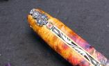 UNIKAT: Taschenmesser Laguiole en Aubrac, Edition CAMELEON, Holunderholz, guillochierte Biene , brosse Ansicht 1