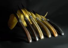 Claude Dozorme Laguiole 6-teilig, Steakmesserset "bois panaches" - Palisander Taschenmesser - Handmade in France