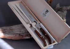 Taschenmesser Claude Dozorme Tranchierbesteck in Vallernia-Holz, Edelstahlbacken - Rosenholz Taschenmesser - Handmade in France