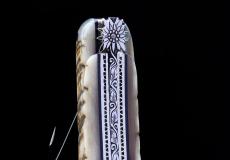 Halb-Unikat: Taschenmesser Laguiole David Dauvillaire, Edelweiss 02, brillant, tripple Platines, Widder - Widderhorn Taschenmesser - Handmade in France
