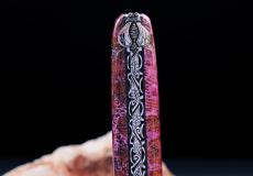 Halb-UNIKAT: Taschenmesser Laguiole David Dauvillaire, Edition BERGAS 12, Damast, Koralle, guillochierte Biene, brillant, Plein Taschenmesser - Handmade in France