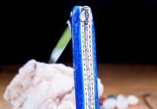 Halb-UNIKAT: Taschenmesser Laguiole David Dauvillaire, Edition KIVET Lapislazuli, tripple Platines, brillant, Plein Taschenmesser - Handmade in France