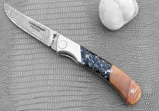 Jagdmesser Claude Dozorme, Edition MORLOS 25, Hybrid-Holz, Damast, brosse