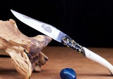 Lady-Messer Laguiole du Barry, Edition EMBRASSÉ 05, Kunstharz und Goldblättchen+Knochen, brosse , pleiń - Edition EMBRASSÉ, Taschenmesser, Laguiole du Barry Taschenmesser - Handmade in France