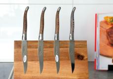 Laguiole en Aubrac 4-teiliger Steakmesserset, Platanenholz, brosse Taschenmesser - Handmade in France