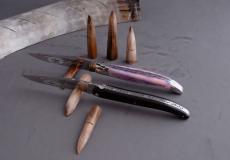 Laguiole en Aubrac 6 Messerbänkchen in Horn blond - Rot-Esche Taschenmesser - Handmade in France