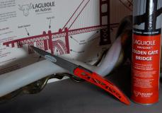 Taschenmesser Laguiole en Aubrac, Sonderedition, San Francisco, Golden Gate Bridge rot Taschenmesser - Handmade in France