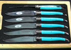 Laguiole en Aubrac, Steakmesserset 6-teilig, Griff aus Türkisstein, Brillant