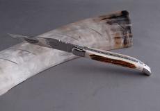 Taschenmesser Laguiole Honore Durand, Guillochierte Biene, brillant , brillant, Hirsch-Horn 13cm - Hirschhorn Taschenmesser - Handmade in France