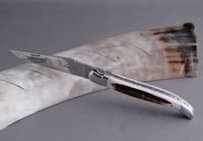 Taschenmesser Laguiole Honore Durand, guillochiert,14C28, Hirschhorn, Einzelanfertigung Taschenmesser - Handmade in France