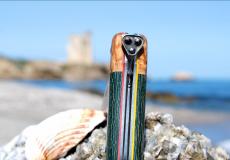 Laguiole-Taschenmesser Fontenille Pataud, Edition SPORT VISÈE BILLARD, Micarta + karellische Birke, brosse, guillochierte Biene Taschenmesser - Handmade in France