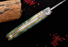 Laguiole-Taschenmesser Jean-Michel Cayron, Edition CHAMÄLEON, stabilisiertes Holz, guillochierte Biene