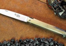 Laguiole-Taschenmesser, Laguiole du Barry, Edition DROIT Horn blond, brosse, 13 cm, guillochierte Biene, Plein