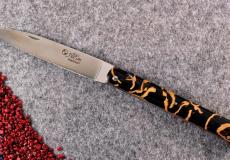 Laguiole-Taschenmesser, Laguiole du Barry, Edition DROIT Wallnussschale, brosse, 13 cm, guillochierte Biene, Plein