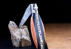 Laguiole-Taschenmesser Laguiole en Aubrac, Edition DODU 10, guillochierte Biene, brosse, Ebenholz/Rosenholz Taschenmesser - Handmade in France
