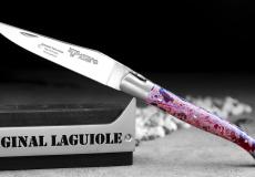 Laguiole-Taschenmesser Laguiole en Aubrac, Edition LAVA rot, Double Platines, brosse, Lavastein