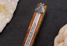 Laguiole Taschenmesser Mickael Ginisty, Edition: 5 BEAUTIES 32c, Aubrac-Buche/Mammut, brosse, guillochierte Biene, plein