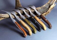 Claude Dozorme Laguiole 6-teilig, Gabel-Set "bois panaches" - Palisander Taschenmesser - Handmade in France