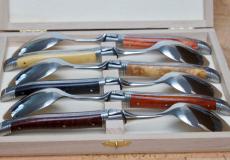 Laguiole Le Fidele 6-teilig, Esslöffel Set DIVERS Inox - Rosenholz Taschenmesser - Handmade in France