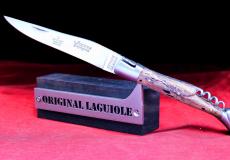 Taschenmesser Laguiole Aveyron, guillochierte Platine, Brosse, Rebstock mit Korkenzieher - Rebstockholz Taschenmesser - Handmade in France