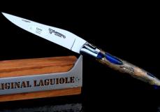 Taschenmesser Laguiole en Aubrac, guillochierte Biene, brillant, Kaktus Bleu - Kaktusholz Taschenmesser - Handmade in France