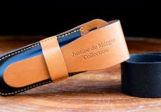 Justine de Merges Collection: Exklusive 2-farbige Lederscheide WALDON, senkrecht tragbar, Lederetui