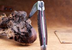 Taschenmesser Laguiole Honore Durand, Edition HONORE 01,  Wengéholz, 14C28 Stahl , guillochierte Biene Taschenmesser - Handmade in France