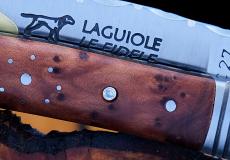 Taschenmesser Laguiole Le Fidèle, Edition SAMOS 02, 1 x Diamant, Thujaholz, brosse, guillochierte Biene - Thuya-Wurzelholz Taschenmesser - Handmade in France