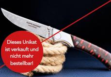 UNIKAT: Jagdmesser Claude Dozorme, Edition MORLOS 09, Kunstharz/Kaktusbaum, Damast, brillant - Kaktusholz Taschenmesser - Handmade in France