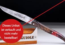 UNIKAT: Laguiole Claude Dozorme, Edition ARIGON 09, Damast, Nussbaum, Plein, brillant Taschenmesser - Handmade in France