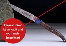 UNIKAT: Laguiole Claude Dozorme, Edition ARIGON 08, Damast, Nussbaum, Plein, brillant Taschenmesser - Handmade in France