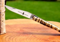 Taschenmesser Laguiole Chevalier, Edition Gawain, Fire Knight, Widderhorn, brosse, Plein, double platines Taschenmesser - Handmade in France