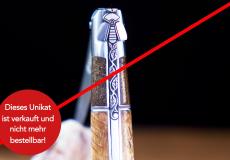 UNIKAT: Taschenmesser Laguiole en Aubrac, Edition MAWOOD 01, Mammutknochen/Kastanie, guillochierte Biene  - Kastanienholz Taschenmesser - Handmade in France