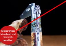 UNIKAT: Taschenmesser Laguiole en Aubrac, Edition MAWOOD 04, Mammut/Kastanie, Plein, guillochierte Biene  - Kastanienholz Taschenmesser - Handmade in France