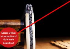UNIKAT: Taschenmesser Laguiole Honore Durand Edition METEOR 09, Meteorit, Warzenschwein, double Platines, brillant - Warzenschweinstoßzahn Taschenmesser - Handmade in France