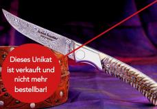 Thiers Jagdmesser Claude Dozorme, Damast, Edition TANNOZ 03, brosse, Tannenzapfen + Kunstharz, 14 cm Taschenmesser - Handmade in France